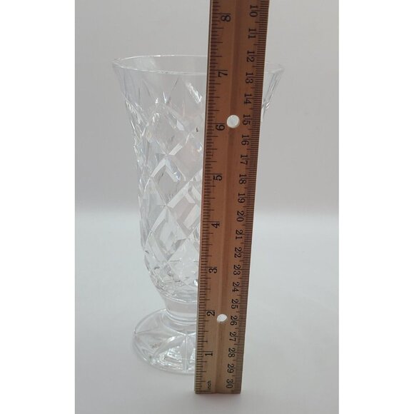 Waterford Crystal Kinsale Vase Cut Diamond Pattern Footed 7" Tall Vtg - Picture 8 of 9